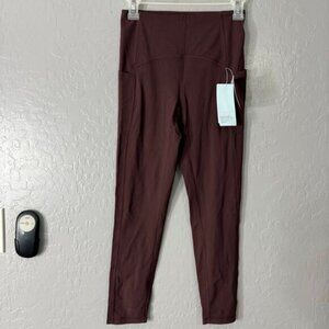 Zella Studio Luxe High Waist Pocket 7/8 Leggings, Burgundy Fudge, S, 7389593